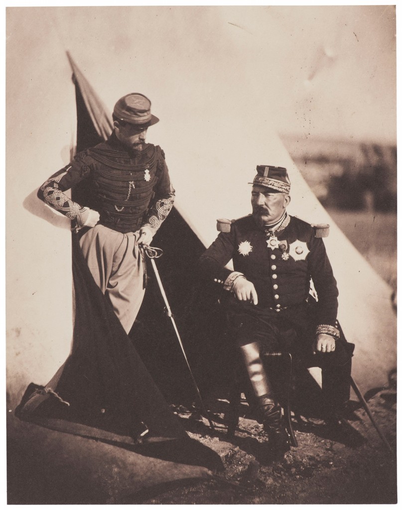 ‘General Bosquet and Captain Dampierre’: Roger Fenton’s original photo became the basis for an illustration in the London Illustrated Times, below. (Harry Ransom Center)