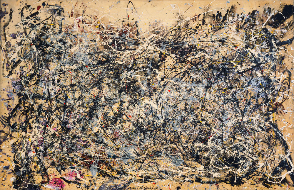 Number 1A by Jackson Pollock. Oil and enamel paint on canvas, 68