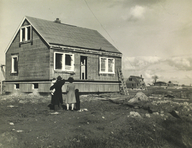 Charles, Mary, Doug, Bill – Looking at New Houses (circa 1955) by Charles D. Woodley