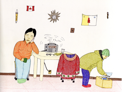 Calling Annie, by Annie Pootoogook (2005-2006: coloured pencil and ink on paper)