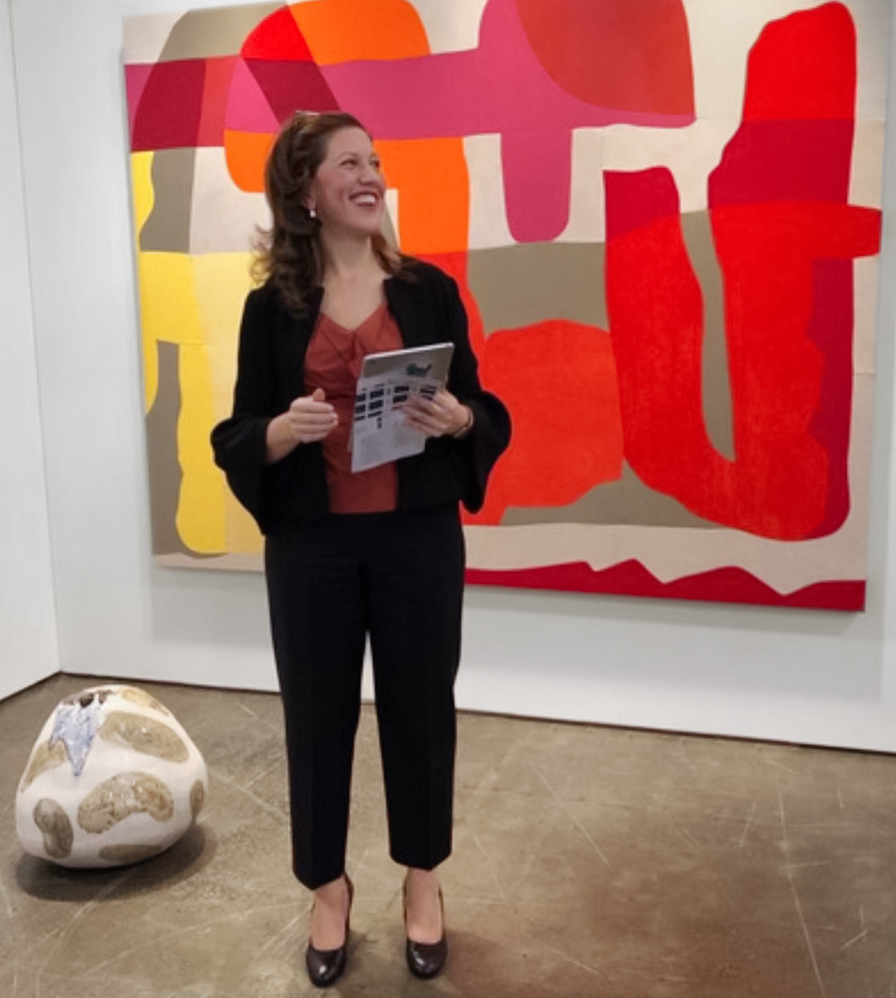 Sara Angel giving a tour of Canadian art highlights at Art Toronto in 2019.